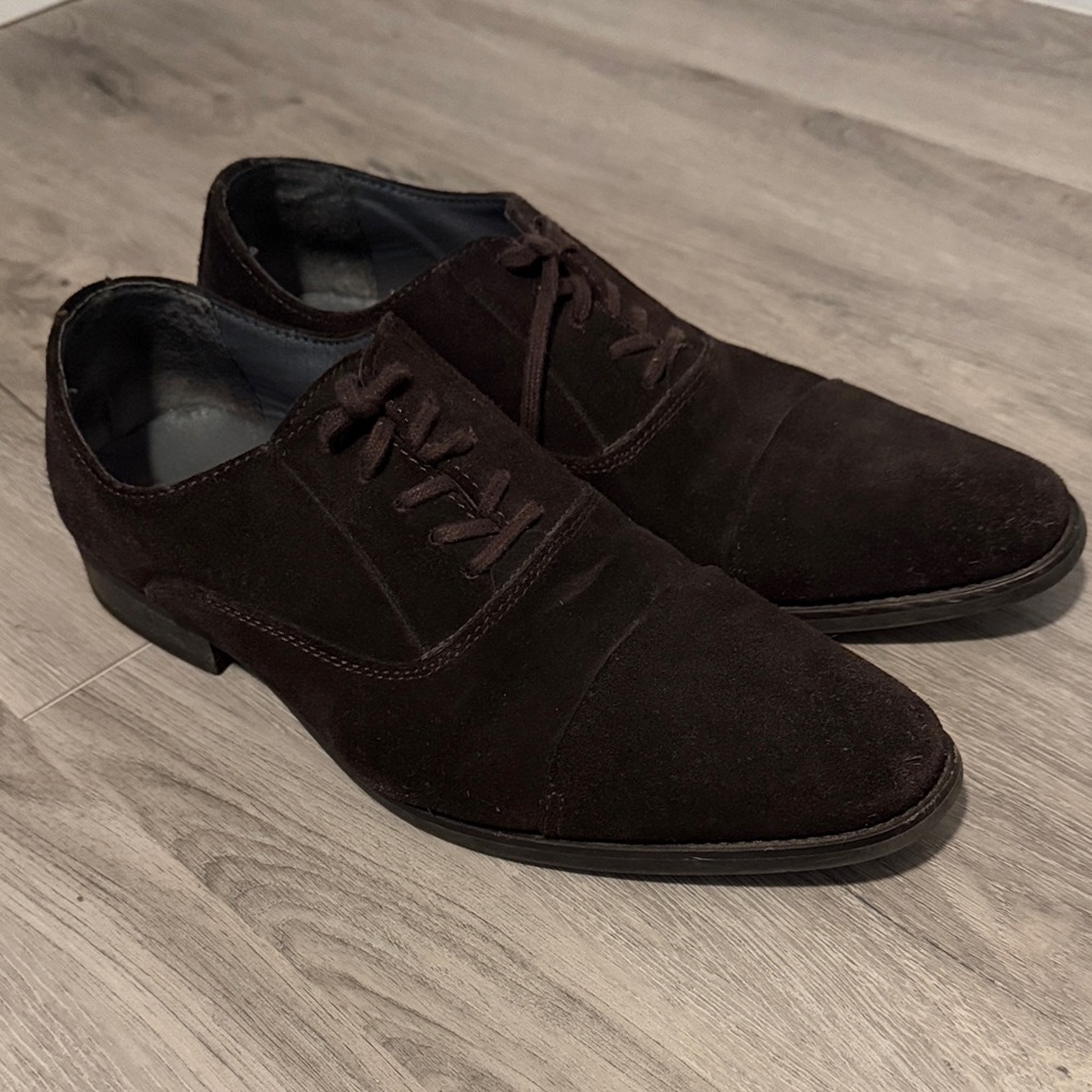 Calvin Klein Dark Brown Suede Oxfords